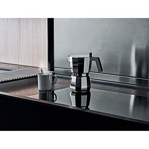 Alessi Moka DC06/9 FM - Cafetera para café exprés de diseño en aluminio fundido mango y pomo en PA, 9 tazas gris