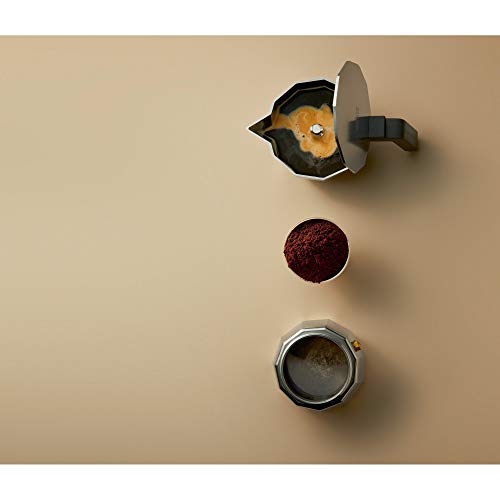 Alessi Moka DC06/9 FM - Cafetera para café exprés de diseño en aluminio fundido mango y pomo en PA, 9 tazas gris