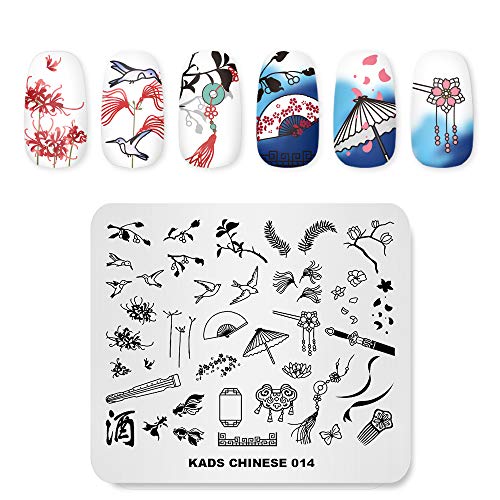 Alexnailart Placa de Estampación de Uñas Estilo chino Tema Imagen Plantillas de Diseño de artes marciales Espada Patrón de Manicura Imprimir DIY Nail Art Herramientas