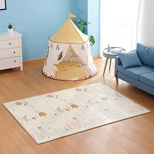 Alfombrilla de juegos para bebé, plegable, antideslizante, extragrande, reversible, impermeable, portátil, de doble cara, para niños pequeños y bebés