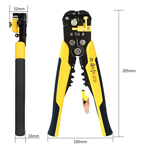 Alicate Pelacables Automático,Profesional Multifuncional Automático de Alambre Cable Crimpadora Autoajustable Pelacables Alicates de Corte Herramienta de Terminal AWG 24-10 (0,2~6,0 mm²)