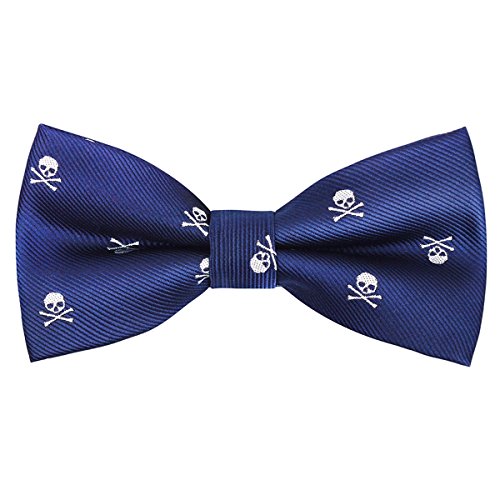 Alizeal Pajarita con estampado de calavera para hombre y niño unisex, azul marino