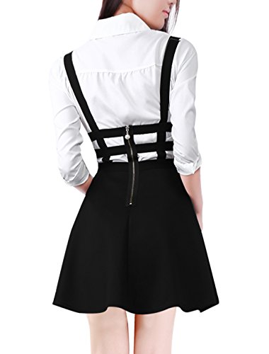 Allegra K Falda Mini con Tirantes Cintura Elástica Falda Acampanada Recortada Corte A-Línea para Mujer Disfraz De Halloween Negro XS