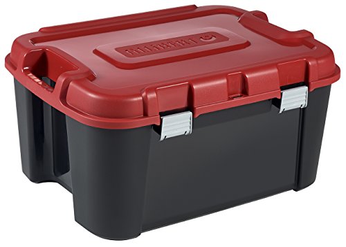 Allibert 229230 Totem - Caja de Almacenamiento con 4 Ruedas, plástico 79,7 x 59,7 x 40,79 cm, 140 l, Color Negro y Rojo