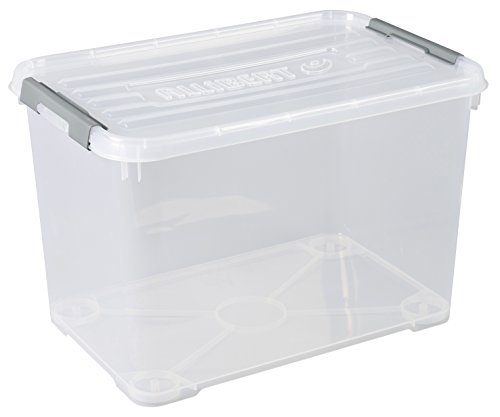 Allibert Caja de almacenaje Handy Plus con Tapa 65L en Transparente/Plata