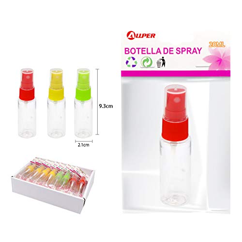 ALLPER Botella Spray vacia de 20 ML Aprox, 24 Botes, Diversidad DE Colores,serán elegidos al Azar. Pulverizador para rociar Agua o líquidos,Maquillaje etc.
