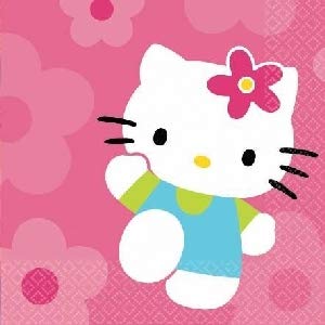 ALMACENESADAN 2682; Pack 20 servilletas de Papel Hello Kitty; Producto de Papel; Ideal para Fiestas y cumpleaños; Dimensiones doblada en 4 (16,5x16,5 cm)