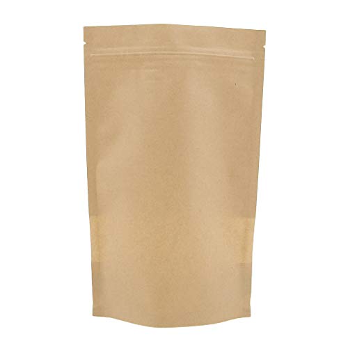 Almencla 100 Bolsas Auto Sellantes de Papel Kraft con una Ventana Transparente para Café, Dulces, Hojas de Té, Carne Seca, Sales, Nueces, Azúcar y Más - 16x22cm