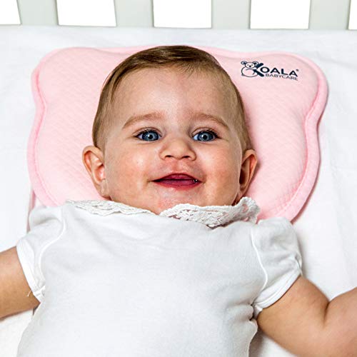 Almohada para Bebe para plagiocefalia desenfundable (con dos forros) para prevenir-curar la Cabeza Plana in Memory Foam Antiasfixia - KoalaBabycare® - Perfect Head - Rosa