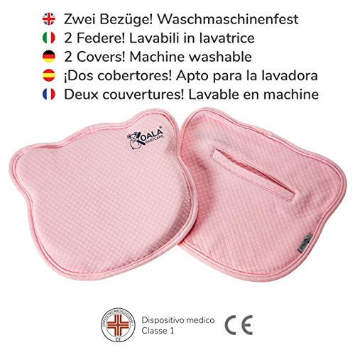 Almohada para Bebe para plagiocefalia desenfundable (con dos forros) para prevenir-curar la Cabeza Plana in Memory Foam Antiasfixia - KoalaBabycare® - Perfect Head - Rosa