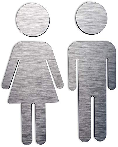 Aluminium Male and Female Bathroom door sign - Restroom plaque - WC - Toilet - Men and women - Signo de puerta de baño masculino y femenino - Area de aseo- Men and women - indoor & outdoor