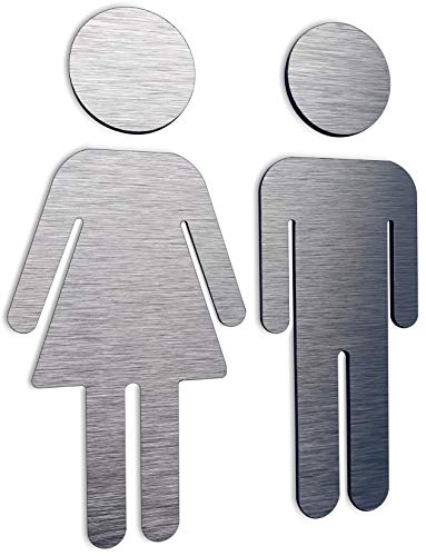 Aluminium Male and Female Bathroom door sign - Restroom plaque - WC - Toilet - Men and women - Signo de puerta de baño masculino y femenino - Area de aseo- Men and women - indoor & outdoor