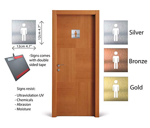 Aluminium Male Bathroom sign - Men restroom plaque - WC signage - Male Decal - toilet decoration- indoor & outdoor- door and wall - Signo de baño masculino - Area de aseo - placa