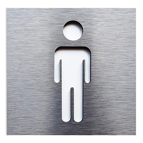 Aluminium Male Bathroom sign - Men restroom plaque - WC signage - Male Decal - toilet decoration- indoor & outdoor- door and wall - Signo de baño masculino - Area de aseo - placa