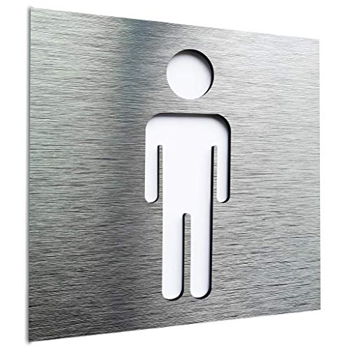 Aluminium Male Bathroom sign - Men restroom plaque - WC signage - Male Decal - toilet decoration- indoor & outdoor- door and wall - Signo de baño masculino - Area de aseo - placa