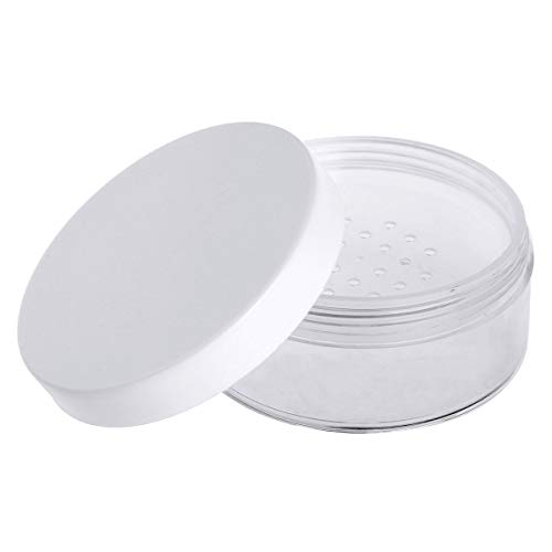 Alvivi 5Pcs Contenedor Vacío de Polvo Suelto con Tamices de 50g Tarro Maquillaje Bricolaje de Viaje Mujer Mini Caja Cosmética Transparente Blanco One Size