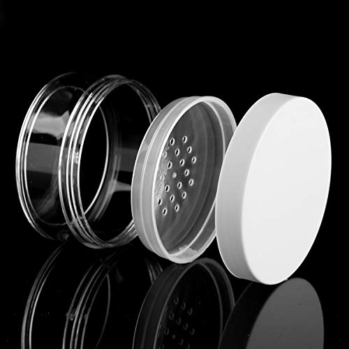 Alvivi 5Pcs Contenedor Vacío de Polvo Suelto con Tamices de 50g Tarro Maquillaje Bricolaje de Viaje Mujer Mini Caja Cosmética Transparente Blanco One Size