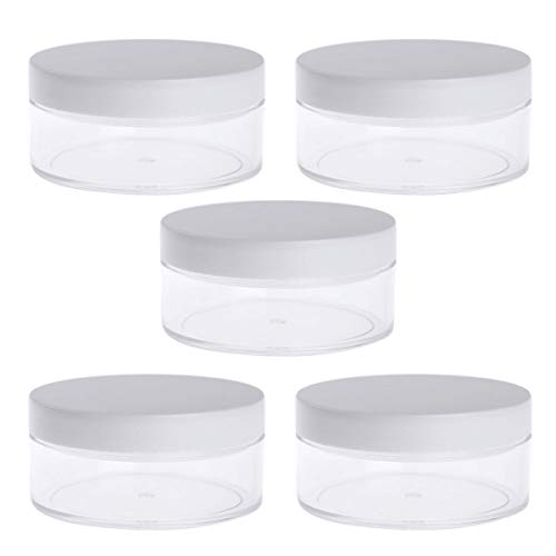 Alvivi 5Pcs Contenedor Vacío de Polvo Suelto con Tamices de 50g Tarro Maquillaje Bricolaje de Viaje Mujer Mini Caja Cosmética Transparente Blanco One Size