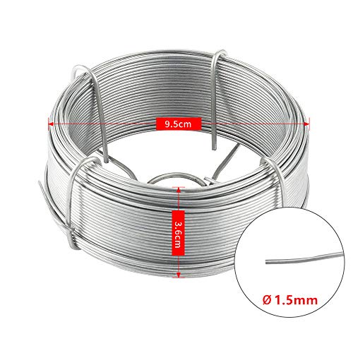 Amagabeli 1.5MM X 50M X 6PCS Alambre de Hierro Galvanizado Rollo de Alambre Recubierto Alambre de Jardín Esgrima Plata para Jardín Plantas y Civil Diario WR7