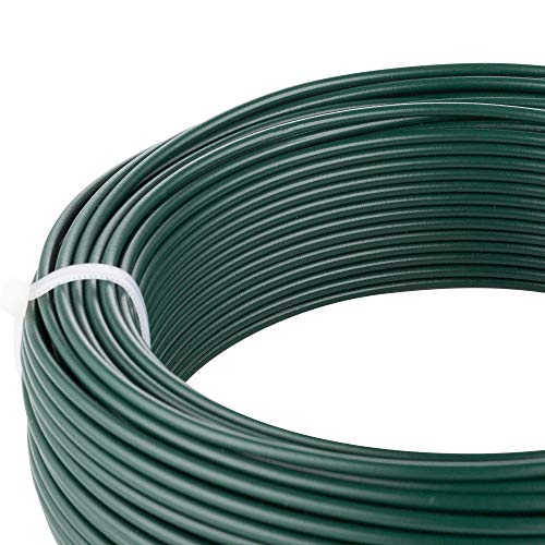 Amagabeli 2.4MM X 100M X 2PCS Rollo de Alambre Recubierto Alambre de Jardín Esgrima Alambre Inoxidable de PVC Verde para Reparación Malla Uso de Construcción Jardín Plantas y Civil Diario WR3