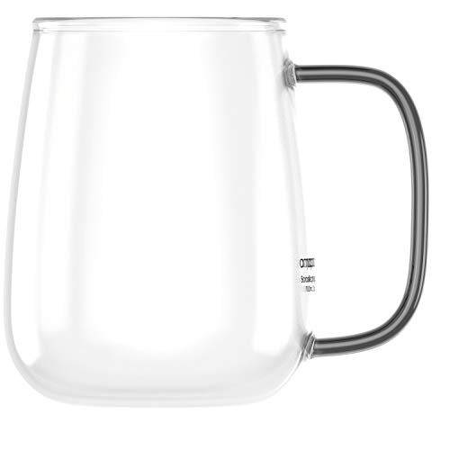 Amapodo - Taza de café grande de cristal con asa, 700 ml, sin plástico, regalo para mujeres y hombres