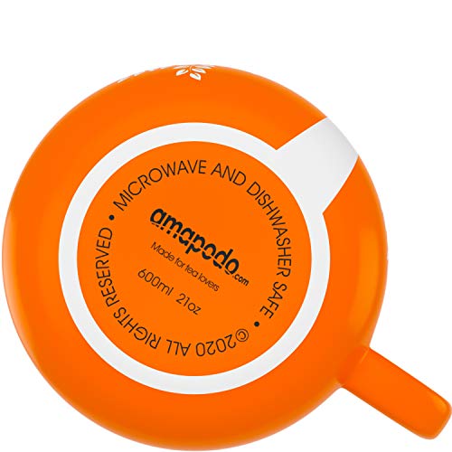 Amapodo - Taza de café grande de porcelana con asa (600 ml), color naranja