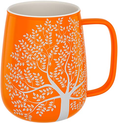 Amapodo - Taza de café grande de porcelana con asa (600 ml), color naranja