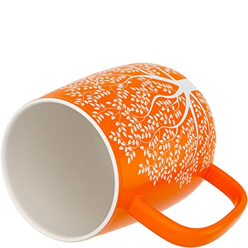 Amapodo - Taza de café grande de porcelana con asa (600 ml), color naranja