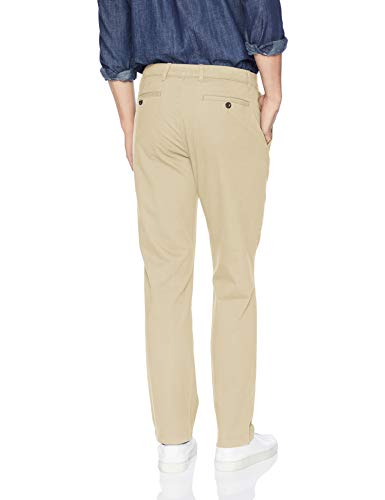 Amazon Essentials - Pantalones elásticos informales con corte recto para hombre, Beige (Khaki), 30W x 32L