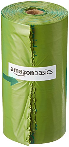 AmazonBasics - Bolsa mejorada para heces de perro con aditivos EPI y dispensador y pinza para correa - 810 unidades, pepino