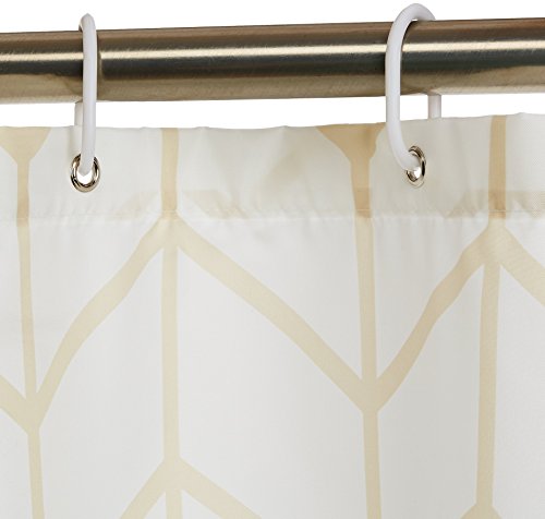 AmazonBasics - Cortina de ducha de tejido estampado (180 x 180 cm), diseño de espiga beige