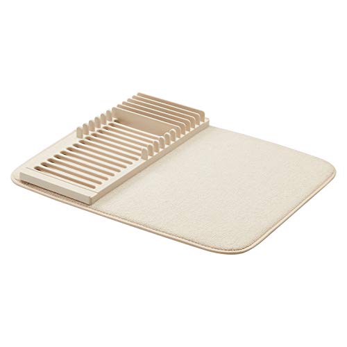 AmazonBasics - Estantería de plástico de secado con esterilla, 41 x 48 cm, color Beige, con 2 esterillas