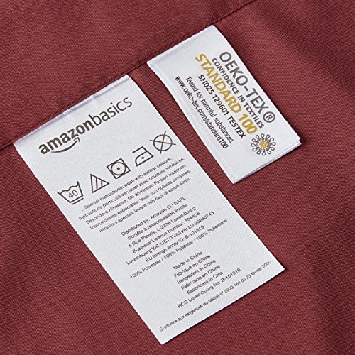 AmazonBasics - Juego de funda nórdica de microfibra ligera de microfibra, 200 x 200 cm, Burdeos a cuadros (Burgundy Simple Plaid)