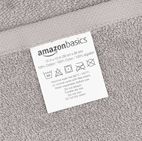 AmazonBasics - Paños de algodón (30,5 x 30,5 cm), pack de 24 - Gris