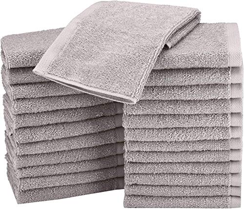 AmazonBasics - Paños de algodón (30,5 x 30,5 cm), pack de 24 - Gris