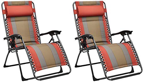 AmazonBasics - Set de 2 sillas acolchadas con gravedad cero - de color rojo