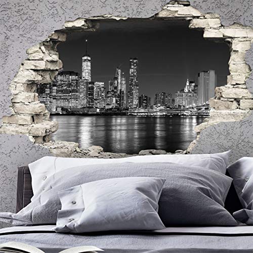 Ambiance Sticker Adhesivos con Efecto 3D, diseño de Nueva York Skyline – Decoración de Pared con diseño de atrapasueños para Dormitorio y salón – 60 x 90 cm