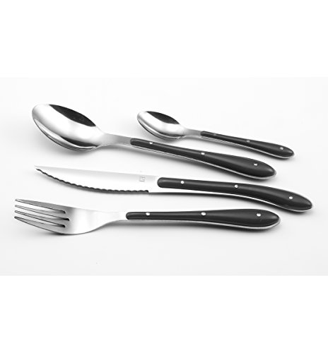 Amefa Bistro 1-2-3 - Set de 24 cubiertos, cubertería de acero inoxidable para 6 personas, color gris