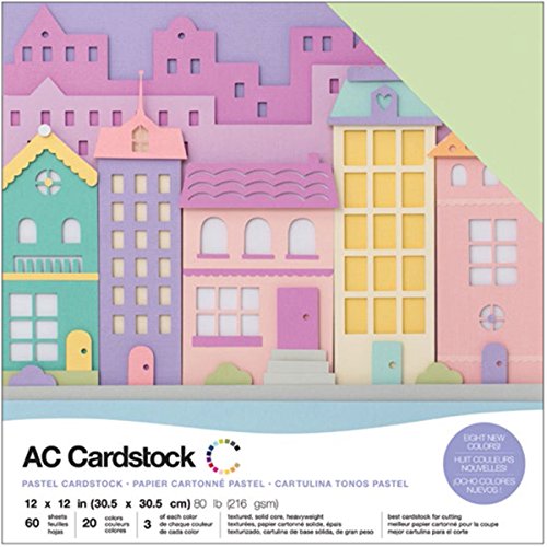 American Crafts cartulina 376992 Variety Pack Pastel 60 hojas de cartulina 12 x 12 "