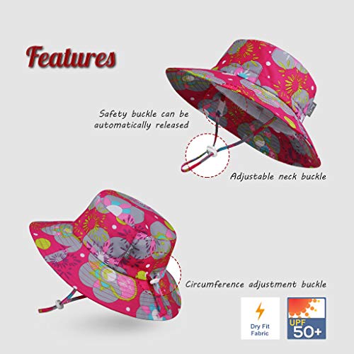 Ami & Li tots Bebé Sombrero de Sol Impermeable Ajustable Al Aire Libre Bob Melocotón Senderismo Cámping para Niña Niño Infantil Niños Pequeños UPF 50- M:Flores y Matryoshka