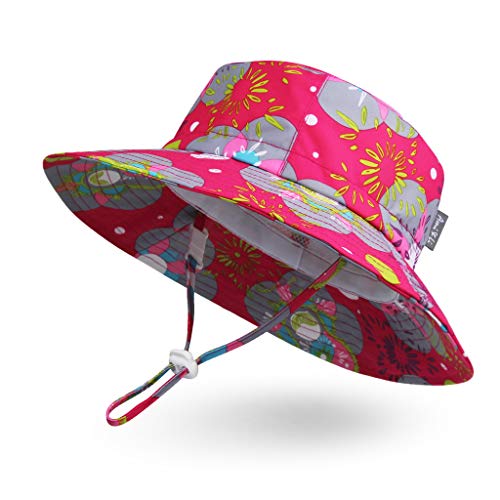 Ami & Li tots Bebé Sombrero de Sol Impermeable Ajustable Al Aire Libre Bob Melocotón Senderismo Cámping para Niña Niño Infantil Niños Pequeños UPF 50- M:Flores y Matryoshka