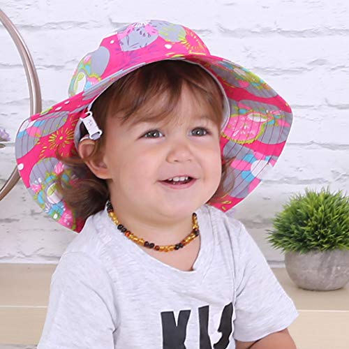 Ami & Li tots Bebé Sombrero de Sol Impermeable Ajustable Al Aire Libre Bob Melocotón Senderismo Cámping para Niña Niño Infantil Niños Pequeños UPF 50- M:Flores y Matryoshka