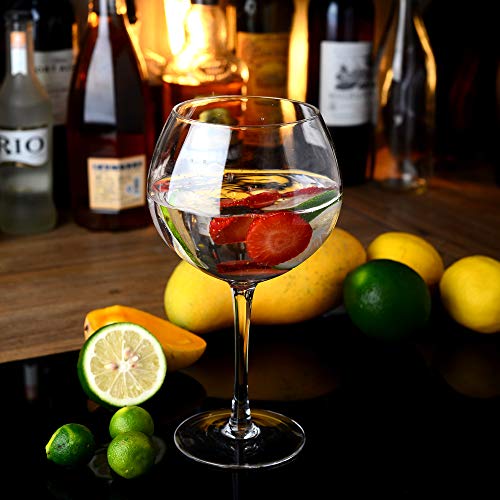 Amisglass Copa de Gin & Tonic, Copas de Cóctel de Cristal, Juego Copas de Ginebra de 2 Piezas, Copas de Zumo Vidrio sin Plomo en Fiesta Casa, Bar, Apta para Lavavajillas - 700 ml