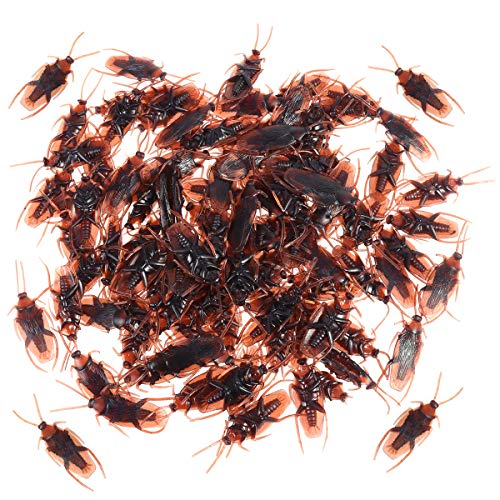 Amosfun 100 unids Broma Falsa cucaracha Novedad cucarachas Insectos se Ven Insectos de Miedo realistas cucarachas realistas para Halloween Party Supplies