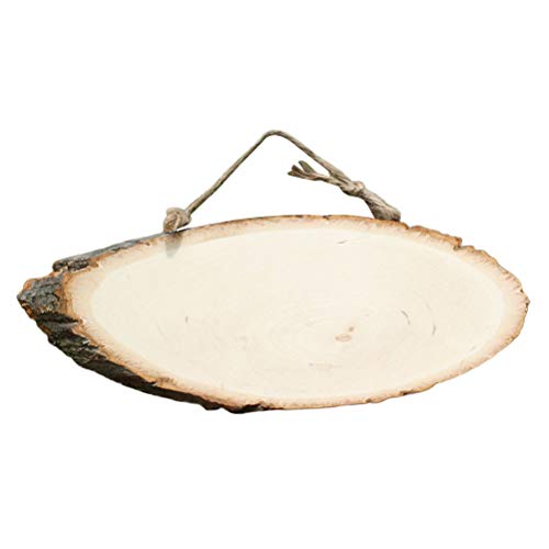 Amosfun 2 Piezas de Discos de Madera ovalados para árbol de Troncos con Cuerda para artesanía de Bricolaje Manualidades con Cuerda