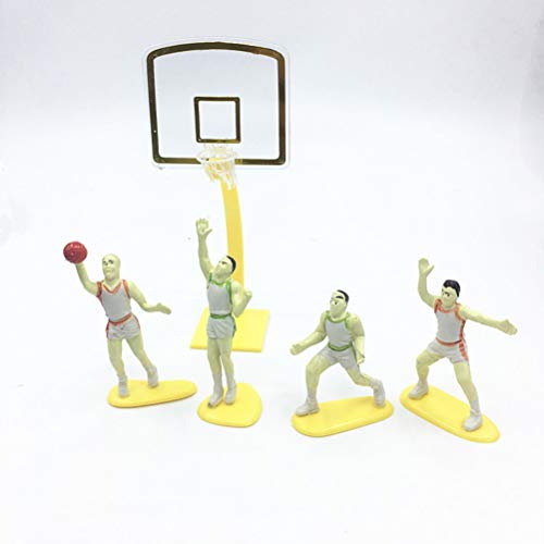 Amosfun Jugador de baloncesto Cake Toppers Decoraciones para pasteles de cumpleaños Fiesta deportiva Decoraciones para pasteles Favores 1 juego (colores aleatorios)