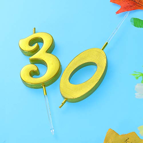 Amosfun - Lote de 2 velas de cumpleaños para tarta de cumpleaños (30 unidades)