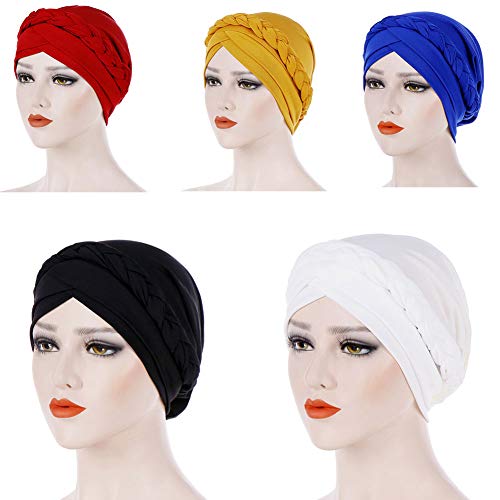 AMOYER Bohemia del Estilo De Las Mujeres De La Trenza Turbante Nudo Señora Bufanda Principal Hijab Musulmán De La Mujer Accesorios para El Cabello Pérdida del Cabello Hijab