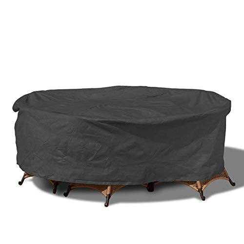 Amusingtao - Funda para muebles de jardín, redonda, impermeable, resistente, circular para muebles de patio, refugio, antiUV, para mesa de comedor, antipolvo