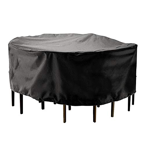 Amusingtao - Funda para muebles de jardín, redonda, impermeable, resistente, circular para muebles de patio, refugio, antiUV, para mesa de comedor, antipolvo